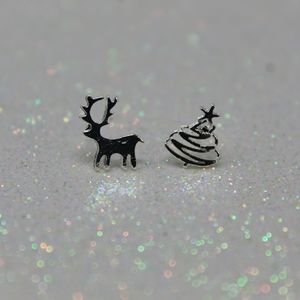 Holiday Earrings (1 Christmas Tree & 1 Reindeer)
